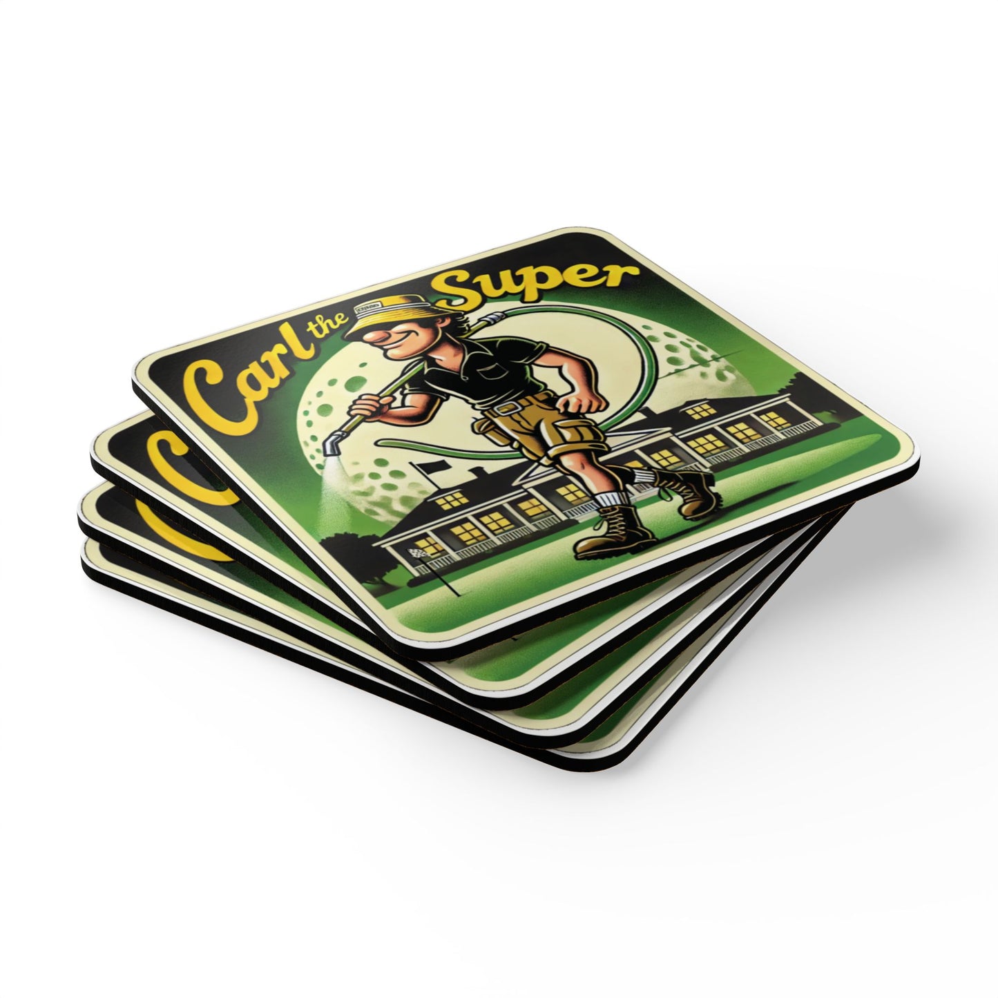 Carl the Super Corkwood Coaster Set - Fun Barware for Home & Parties