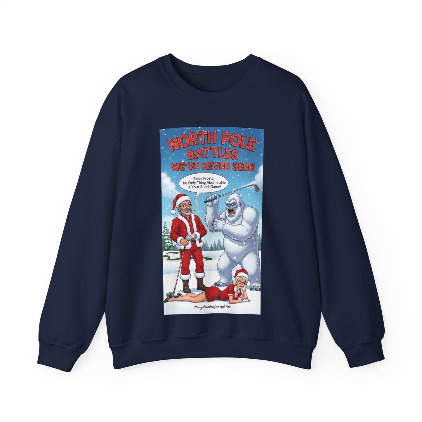 SHANKA CLAUS & SANDRA CLAUS Christmas Sweatshirt — "North Pole Battles"