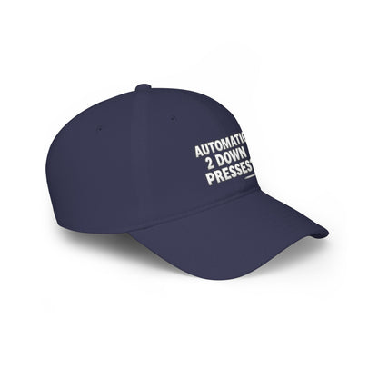Automatic 2 Down Presses? Low Profile Golf Hat — Tee Box Trash Talk Signature Headwear