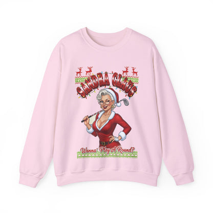 SANDRA CLAUS Ugly Christmas Sweatshirt — "Wanna Play a Round?"