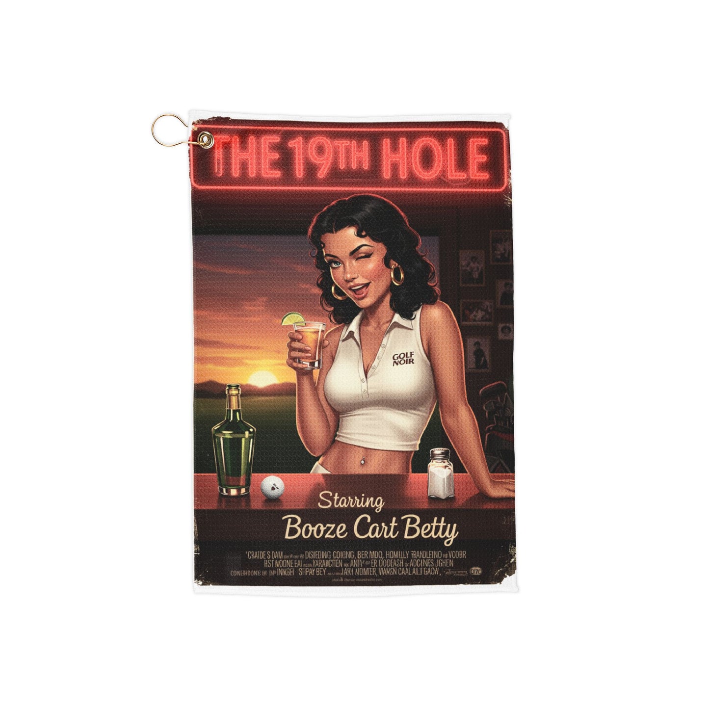 BOOZE CART BETTY Golf Towel - THE 19TH HOLE