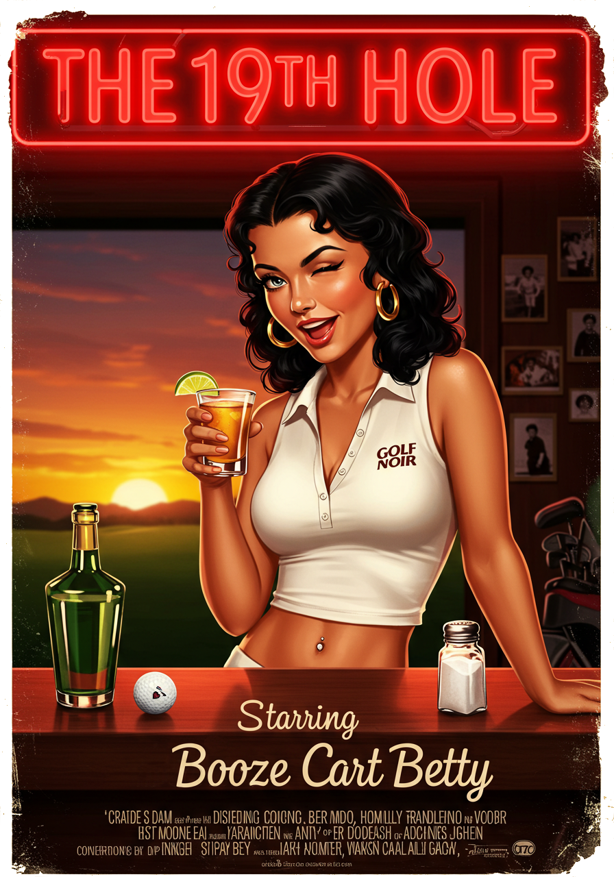 THE 19TH HOLE T-Shirt - Starring BOOZE CART BETTY