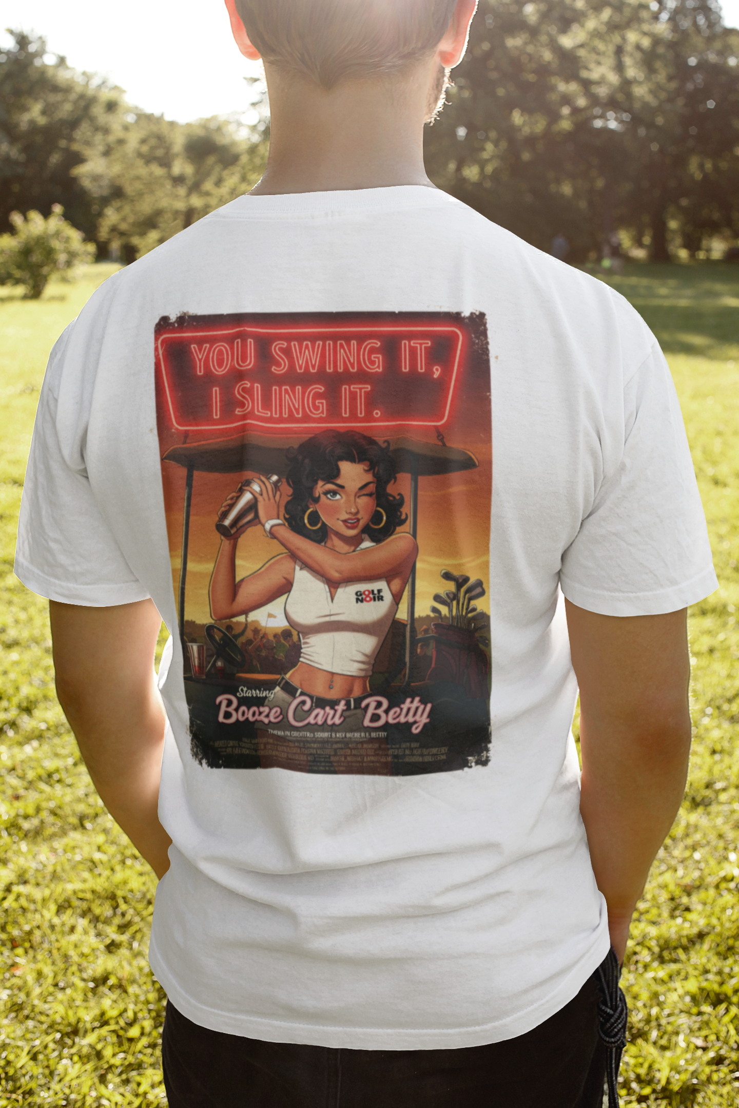 YOU SWING IT, I SLING IT T-Shirt - Starring BOOZE CART BETTY
