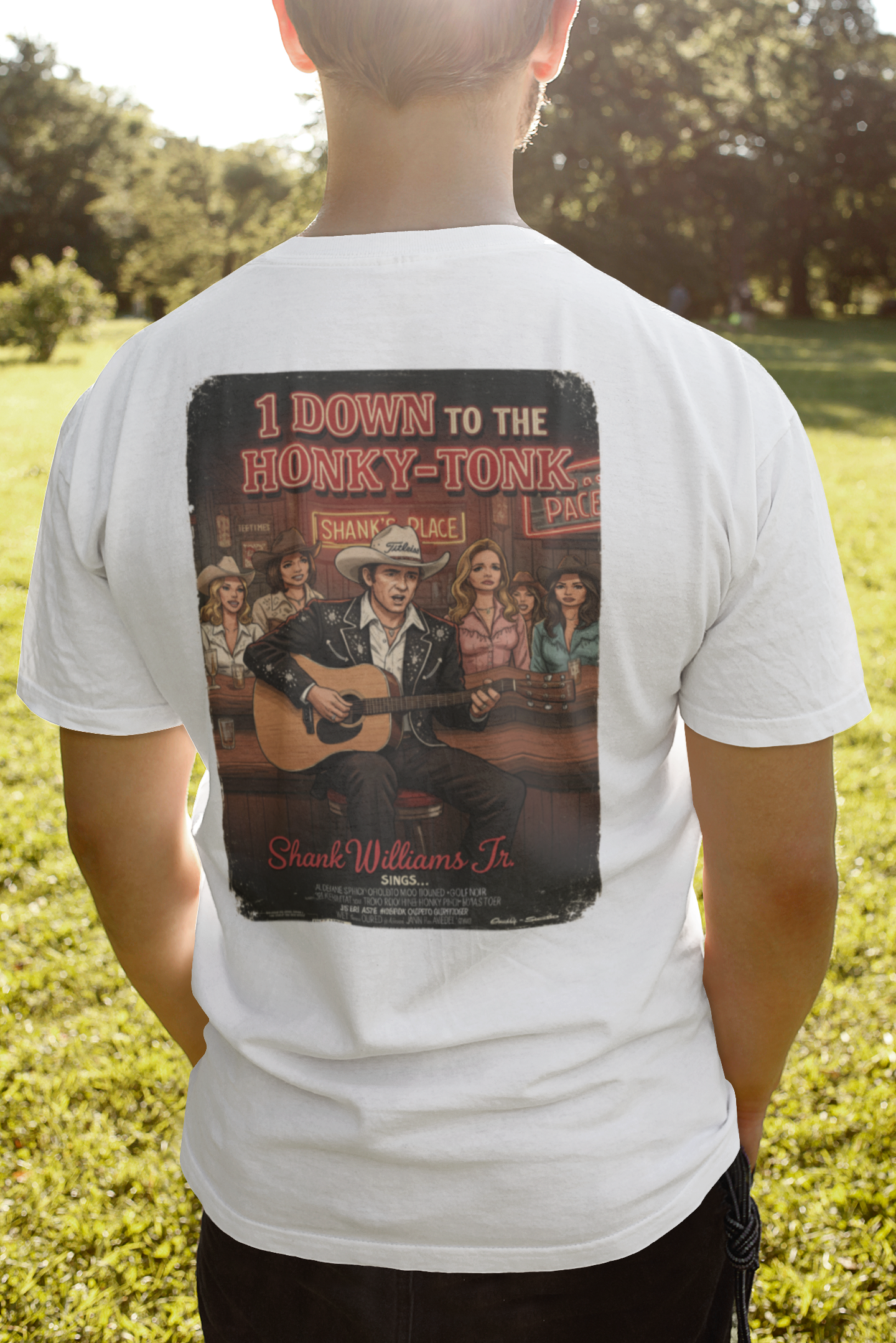 1 DOWN TO THE HONKY-TONK T-Shirt - Starring SHANK WILLIAMS JR.