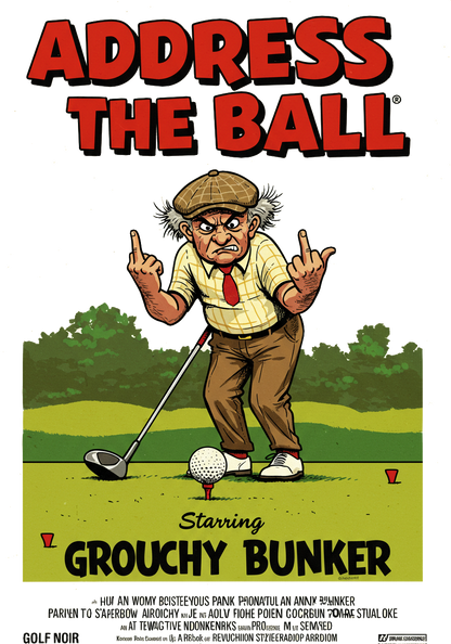ADDRESS THE BALL T-Shirt - Starring GROUCHY BUNKER