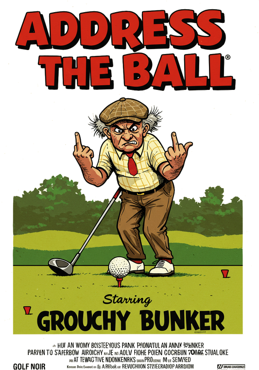 ADDRESS THE BALL T-Shirt - Starring GROUCHY BUNKER