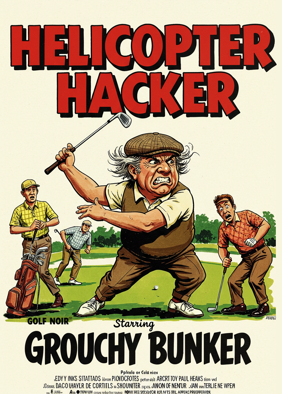 HELICOPTER HACKER T-Shirt - Starring GROUCHY BUNKER