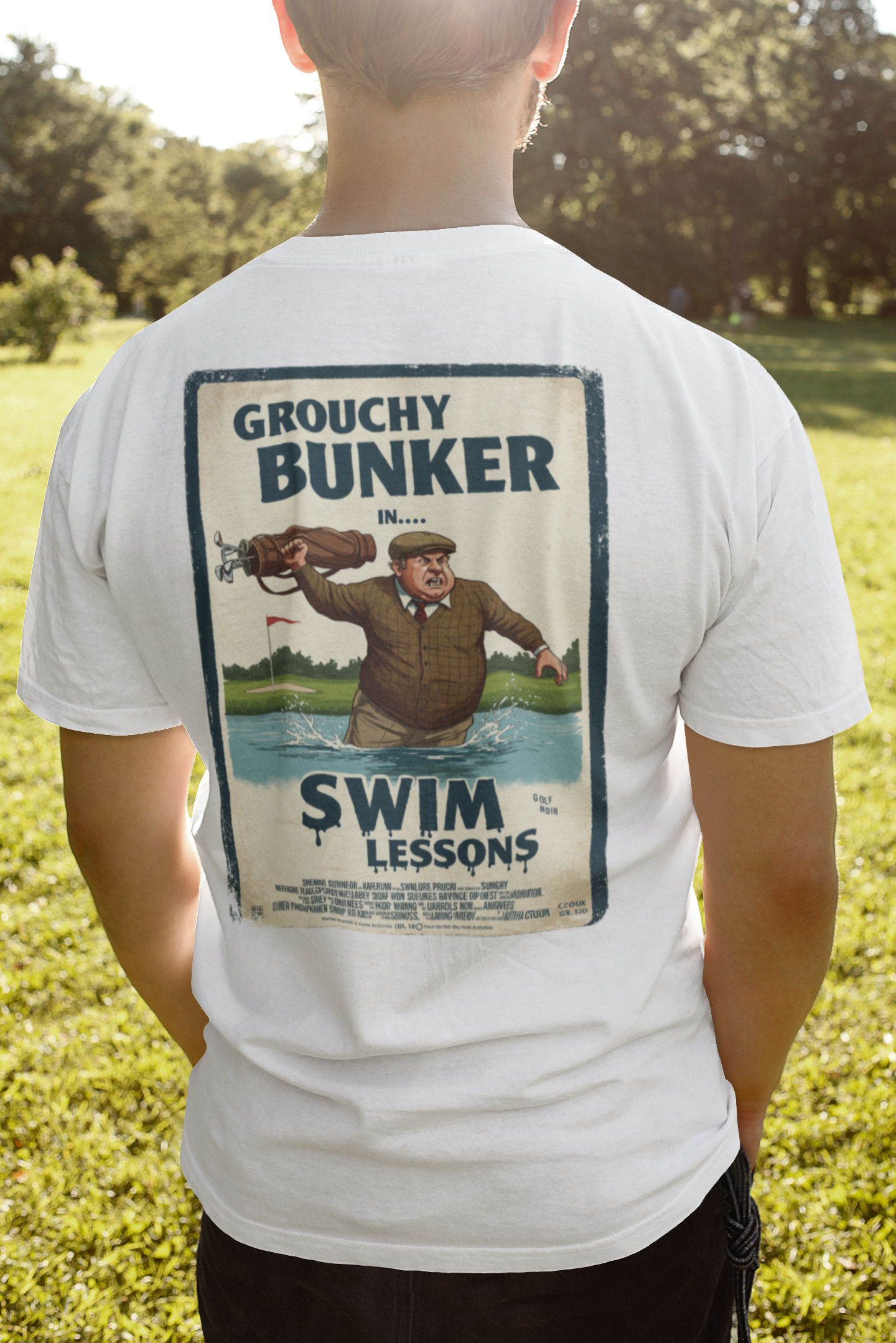 SWIM LESSONS T-Shirt - Starring GROUCHY BUNKER