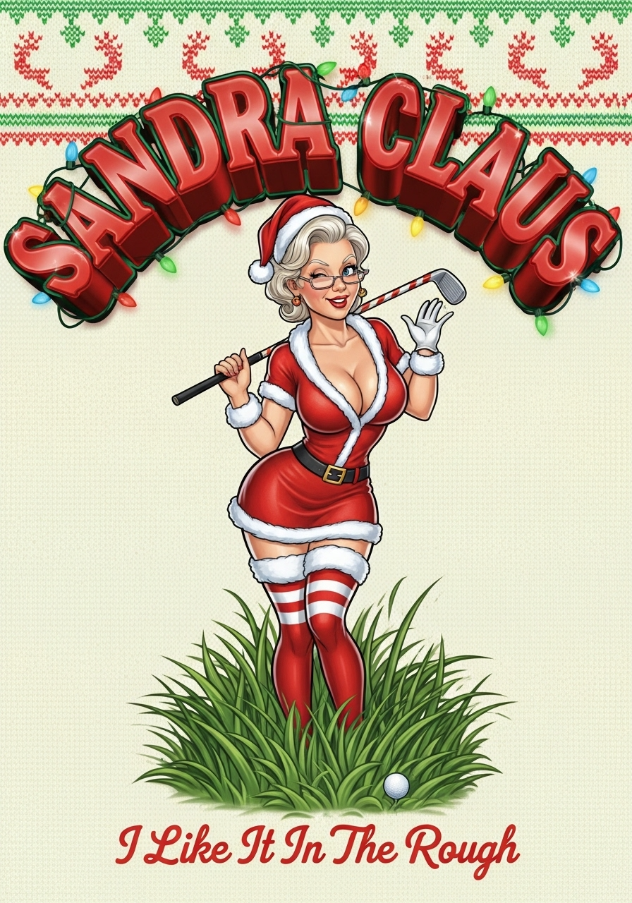 SANDRA CLAUS Ugly Holiday Sweatshirt — I Like It In The Rough