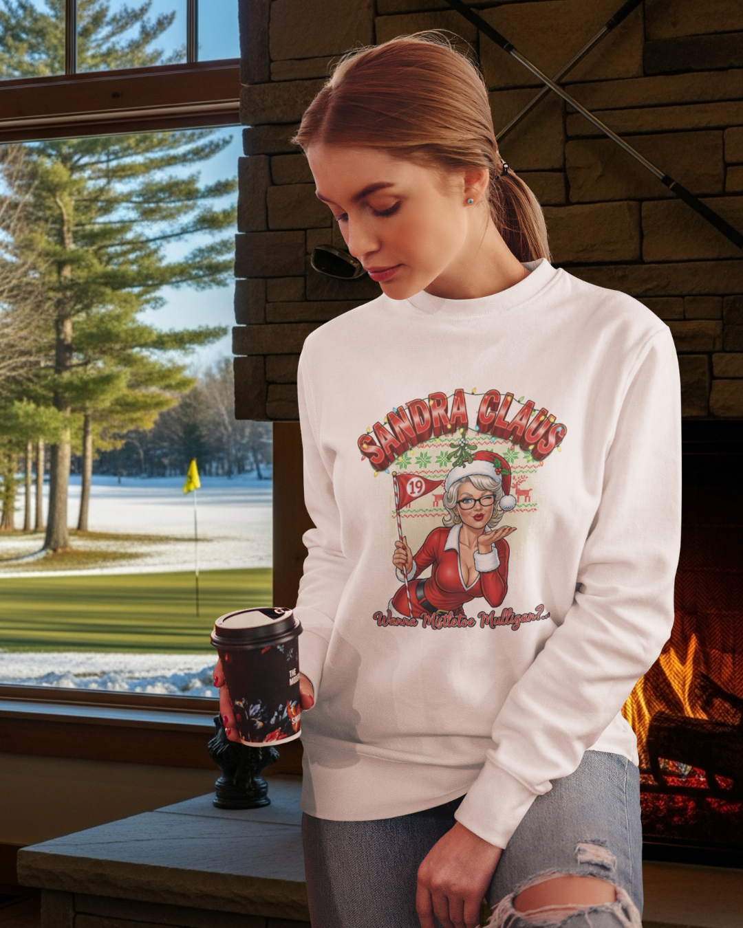 Sandra Claus Ugly Christmas Sweatshirt - Wanna' Mistletoe Mulligan?..