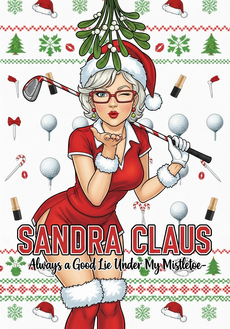 SANDRA CLAUS Ugly Christmas Sweatshirt — Always a Good Lie Under My Mistletoe