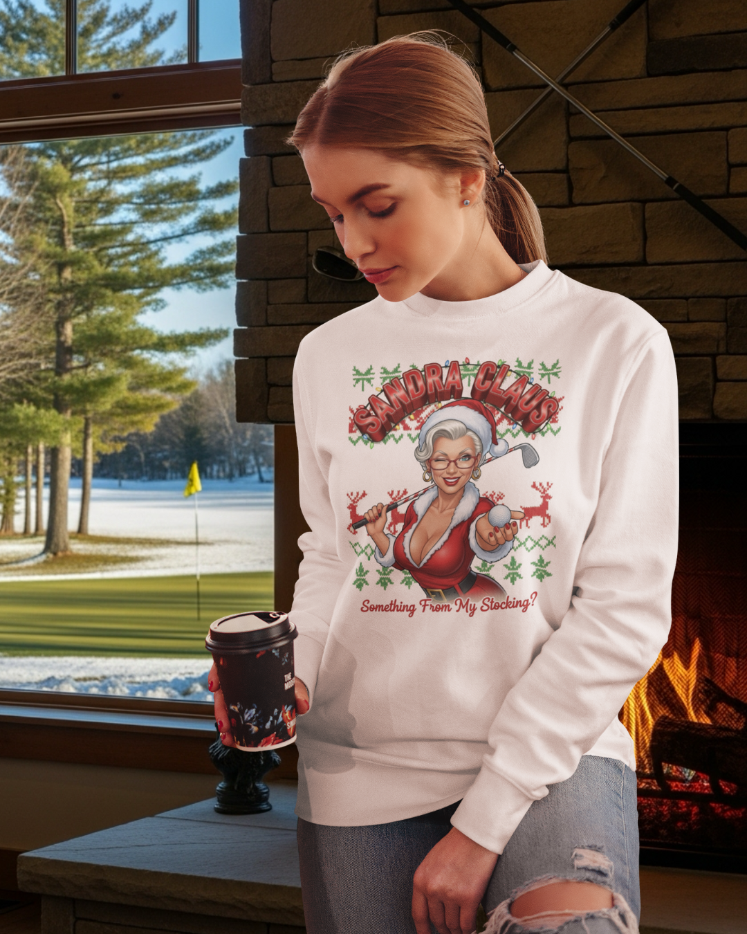 SANDRA CLUAS Ugly Christmas Sweatshirt — "Something From My Stocking?.."