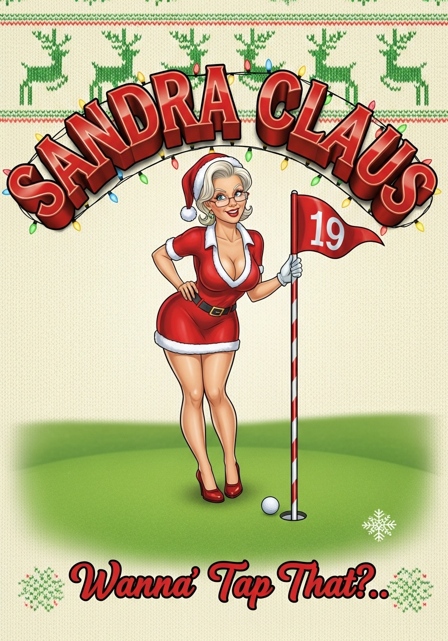 SANDRA CLAUS Ugly Golf Christmas Sweatshirt - Wanna' Tap That?..