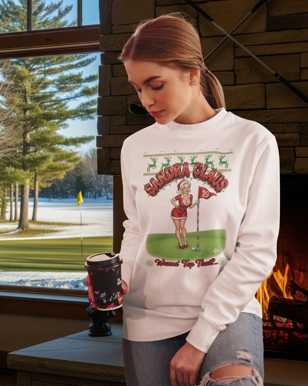 SANDRA CLAUS Ugly Golf Christmas Sweatshirt - Wanna' Tap That?..