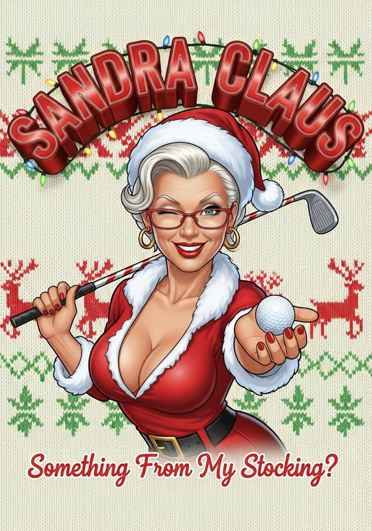 SANDRA CLAUS Ugly Christmas Sweatshirt — Something From My Stocking?..
