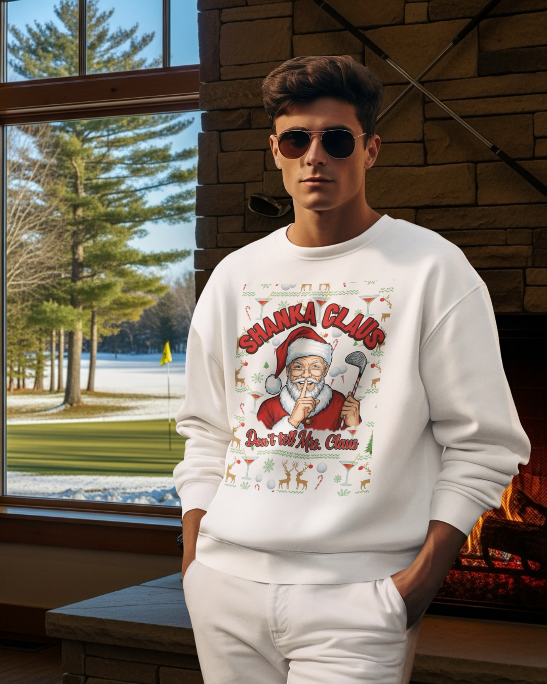 SHANKA CLAUS Ugly Christmas Sweatshirt — "Don't Tell Mrs. Claus"