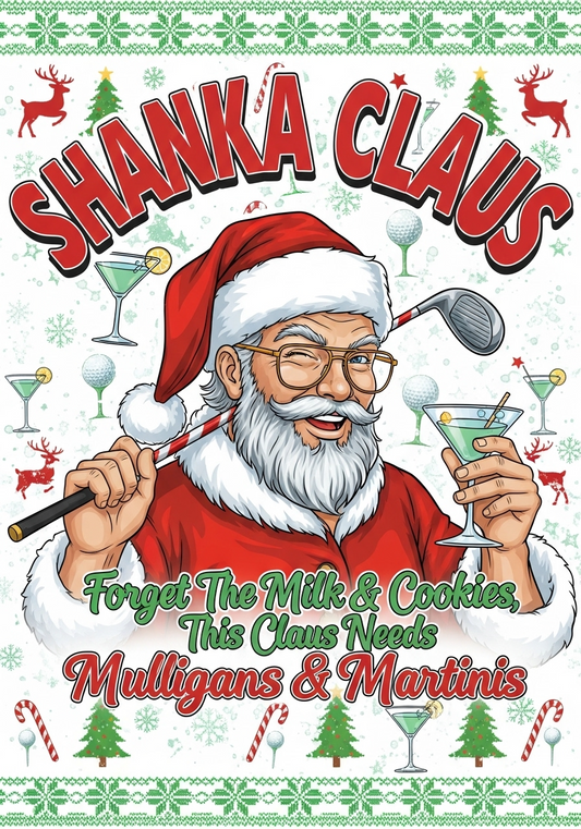 SHANKA CLAUS Ugly Christmas Sweatshirt - Forget The Milk & Cookies, This Claus Needs Mulligans & Martinis