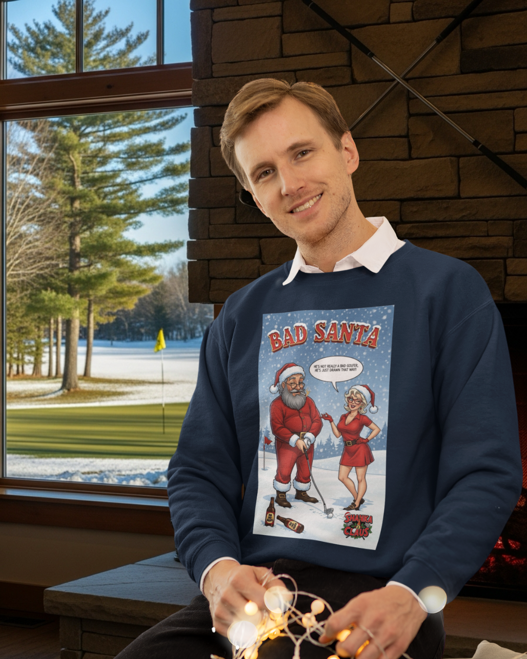 Bad Santa Crewneck Sweatshirt — SHANKA CLAUS Christmas Sweater Design