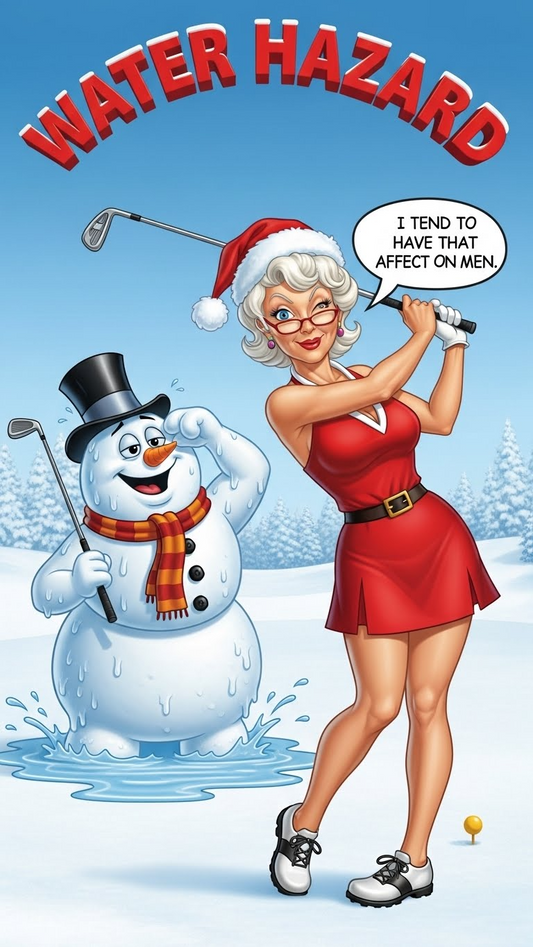 SANDRA CLAUS Christmas Golf Sweatshirt — "Water Hazard"