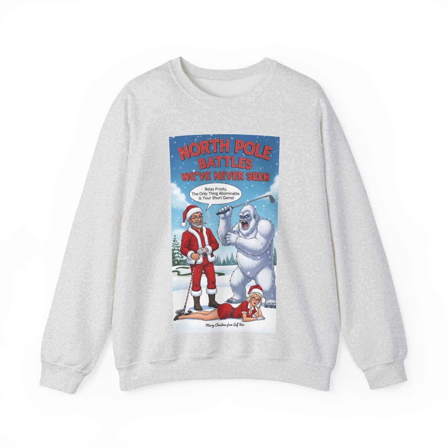 SHANKA CLAUS & SANDRA CLAUS Christmas Sweatshirt — "North Pole Battles"