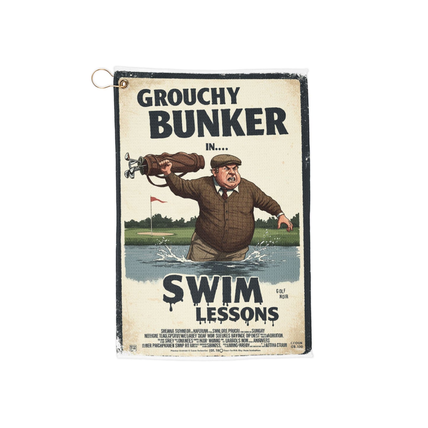 Grouchy Bunker Golf Towels - Swim Lessons