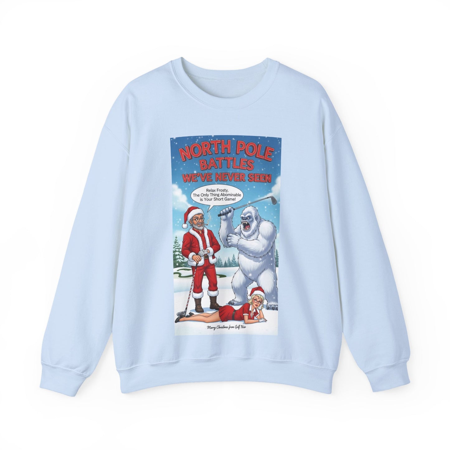 SHANKA CLAUS & SANDRA CLAUS Christmas Sweatshirt — "North Pole Battles"