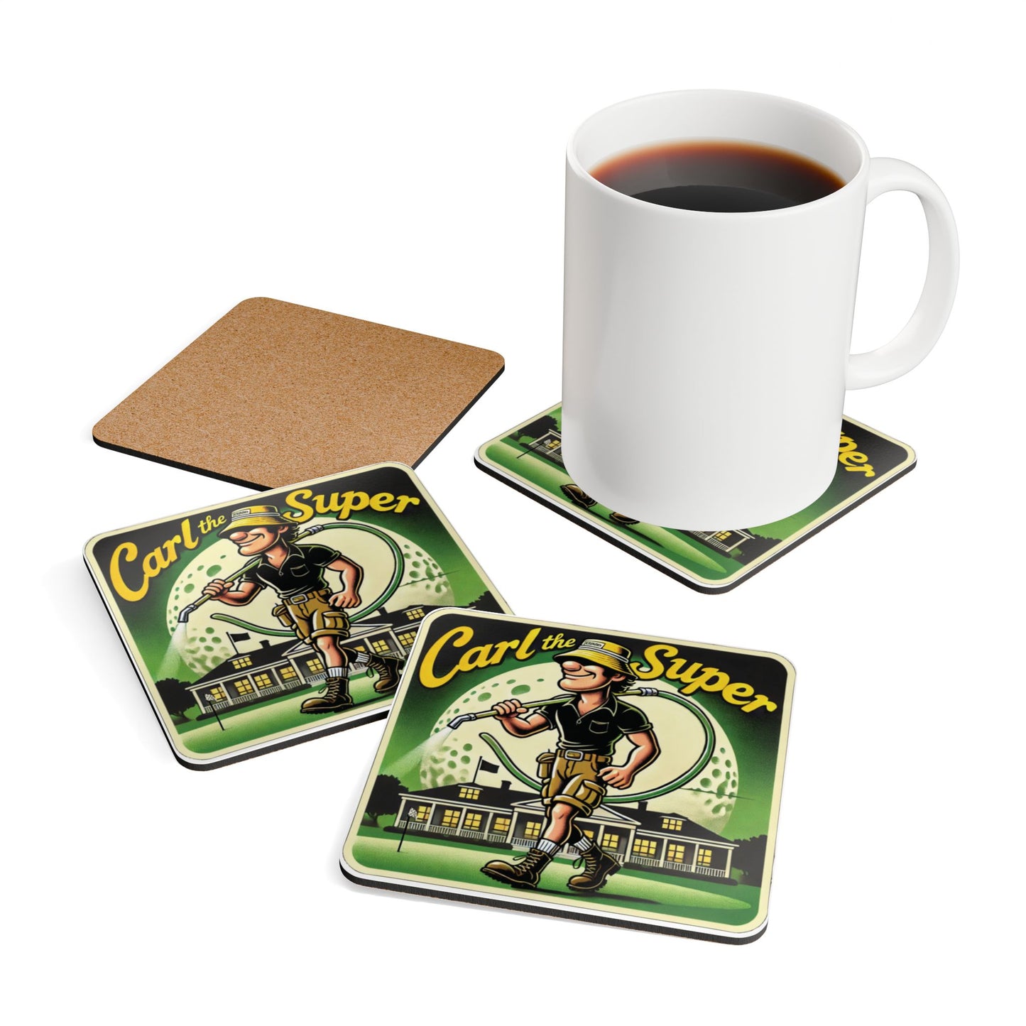 Carl the Super Corkwood Coaster Set - Fun Barware for Home & Parties