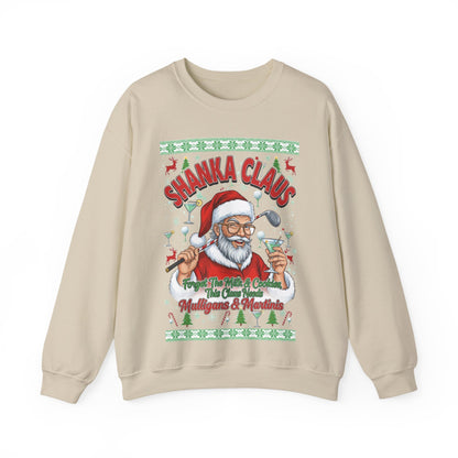 SHANKA CLAUS Ugly Christmas Sweatshirt - Forget The Milk & Cookies, This Claus Needs Mulligans & Martinis